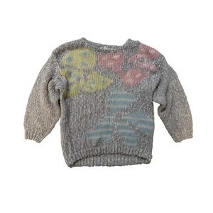 Vintage 80s Grandmacore Sweater Women's SM Chunky Knit Pastel Cozy Cottagecore